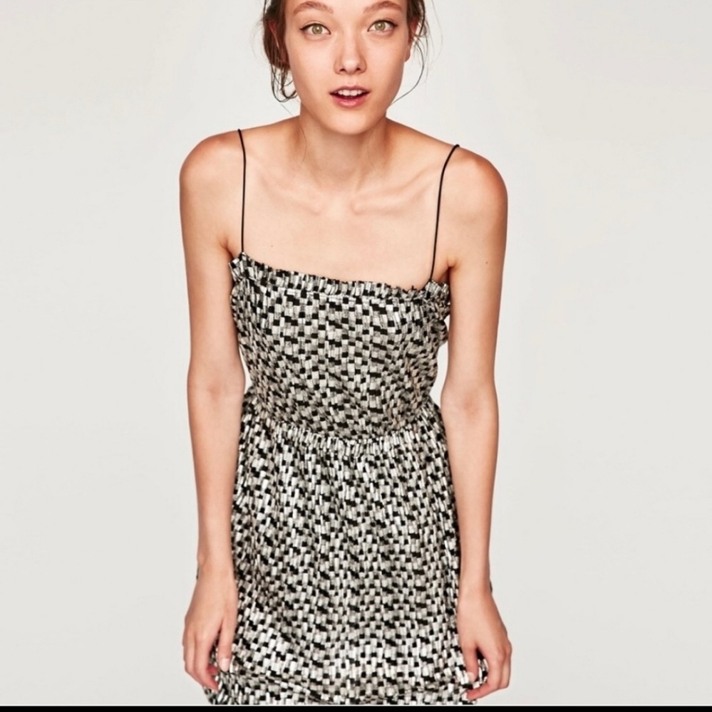 Zara Checkered Black/Silver Mini Dress